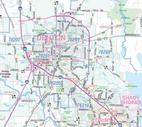 Dallas - Fort Worth Metroplex Detailed Region Large Wall Map w/ZIP ...