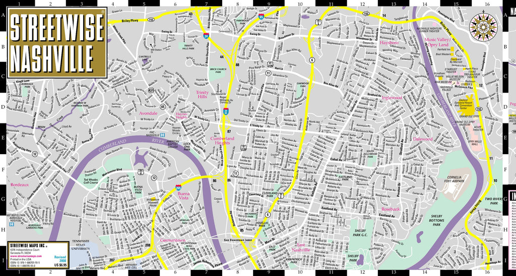 Streetwise Nashville Map Laminated City Center Street Map Of Nashville Tennessee Folding 3591