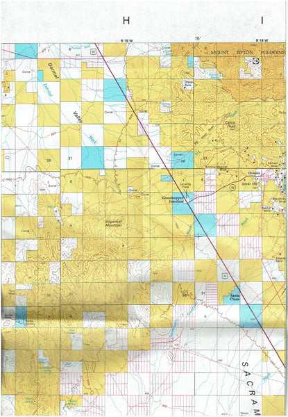 Davis Dam Surface Management Status 1100000 Scale Topographic Map Arizona 60×30 Quadrangle 5237