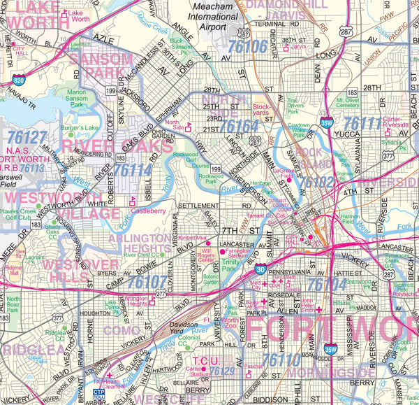 Dallas - Fort Worth Metroplex Detailed Region Large Wall Map w/ZIP ...