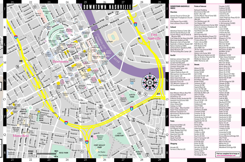 Streetwise Nashville Map Laminated City Center Street Map Of Nashville Tennessee Folding 0692