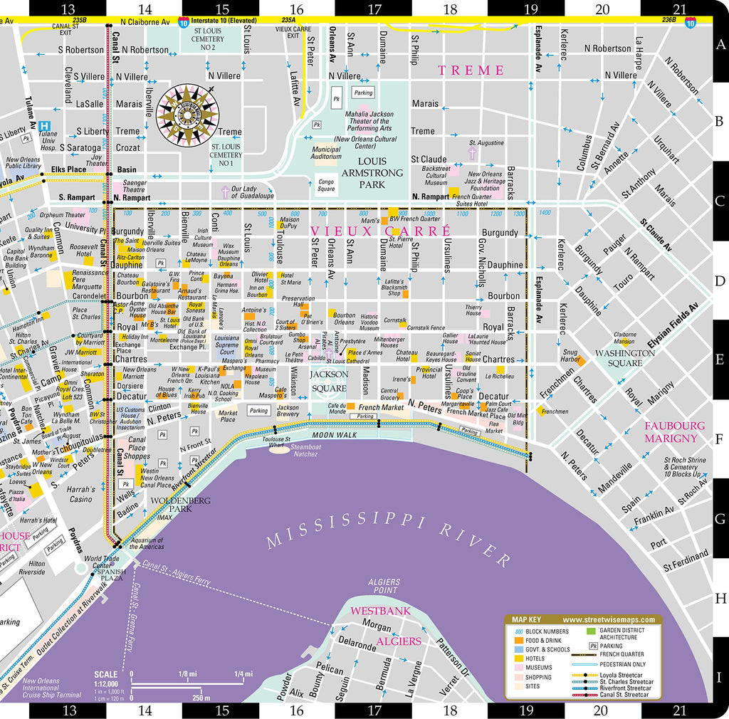Streetwise New Orleans Map Laminated City Center Street Map Of New Orleans Louisiana Wide 2048