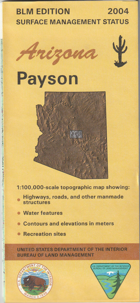 Surface Management Status 1100000 Scale Topographic Map Of Payson Arizona Wide World Maps 3714