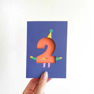 Age 2 - Die Cut Birthday Card - Oodles Kids