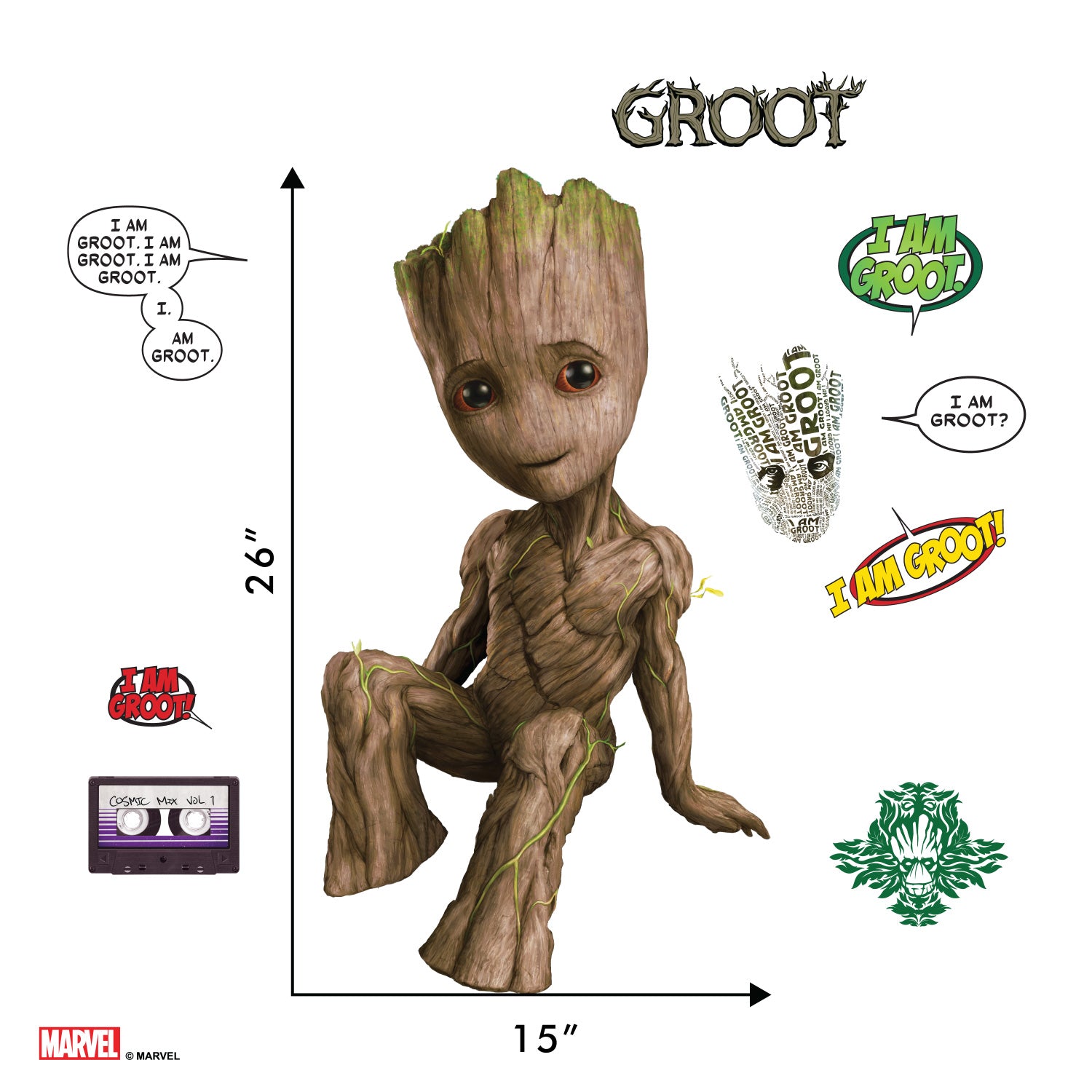 Groot Wall Decals - Augmented Reality Sticker | Wall Palz