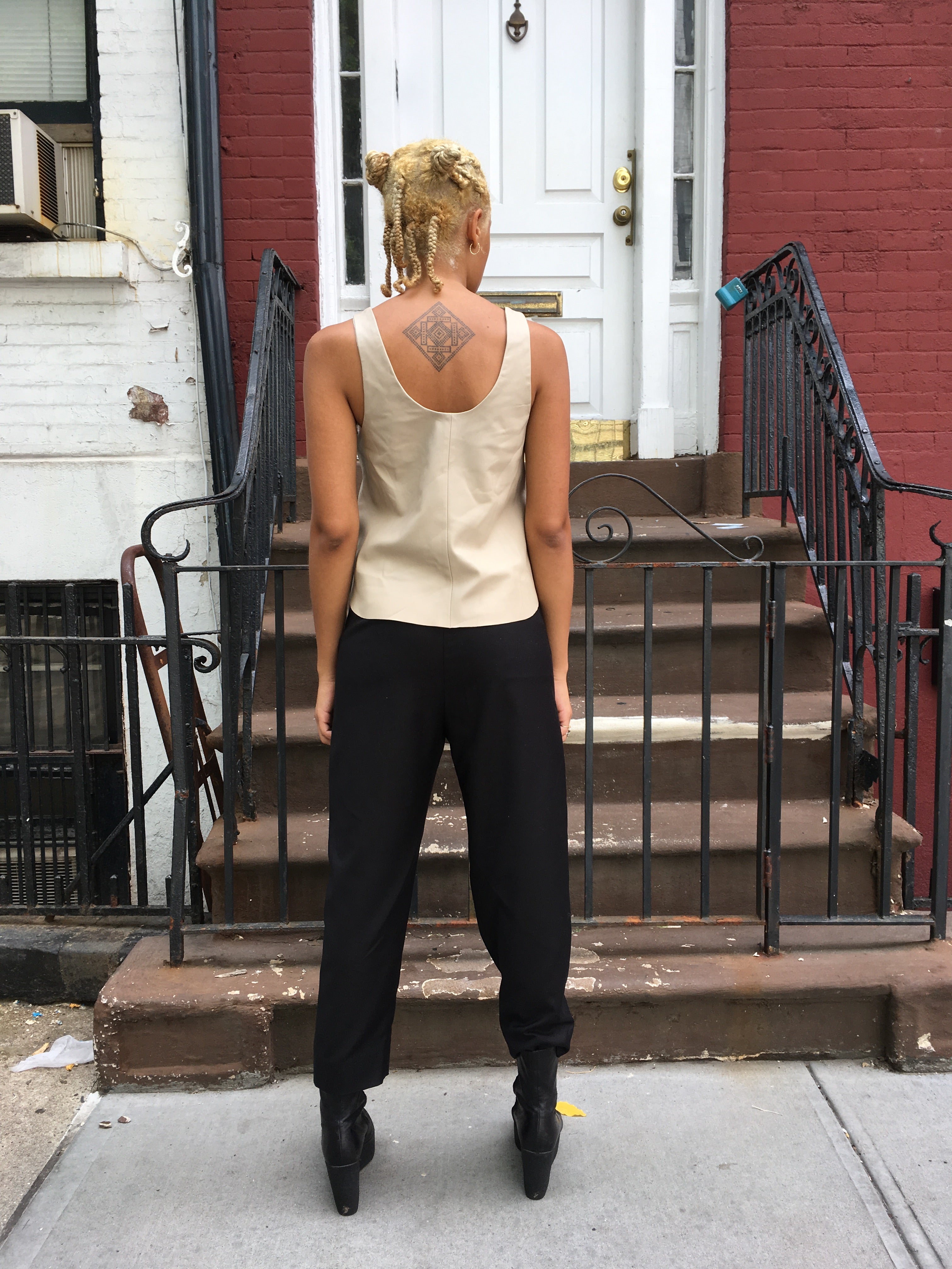 Veda Beige Leather Tank