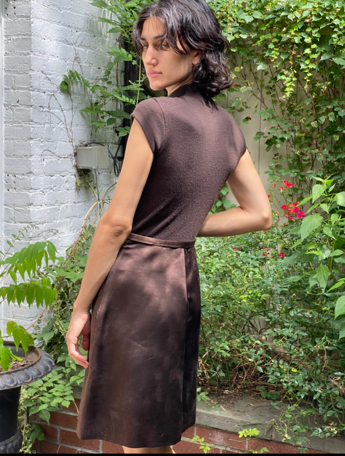 Vintage Heidi Wiesel Cashmere and Silk Brown Dress