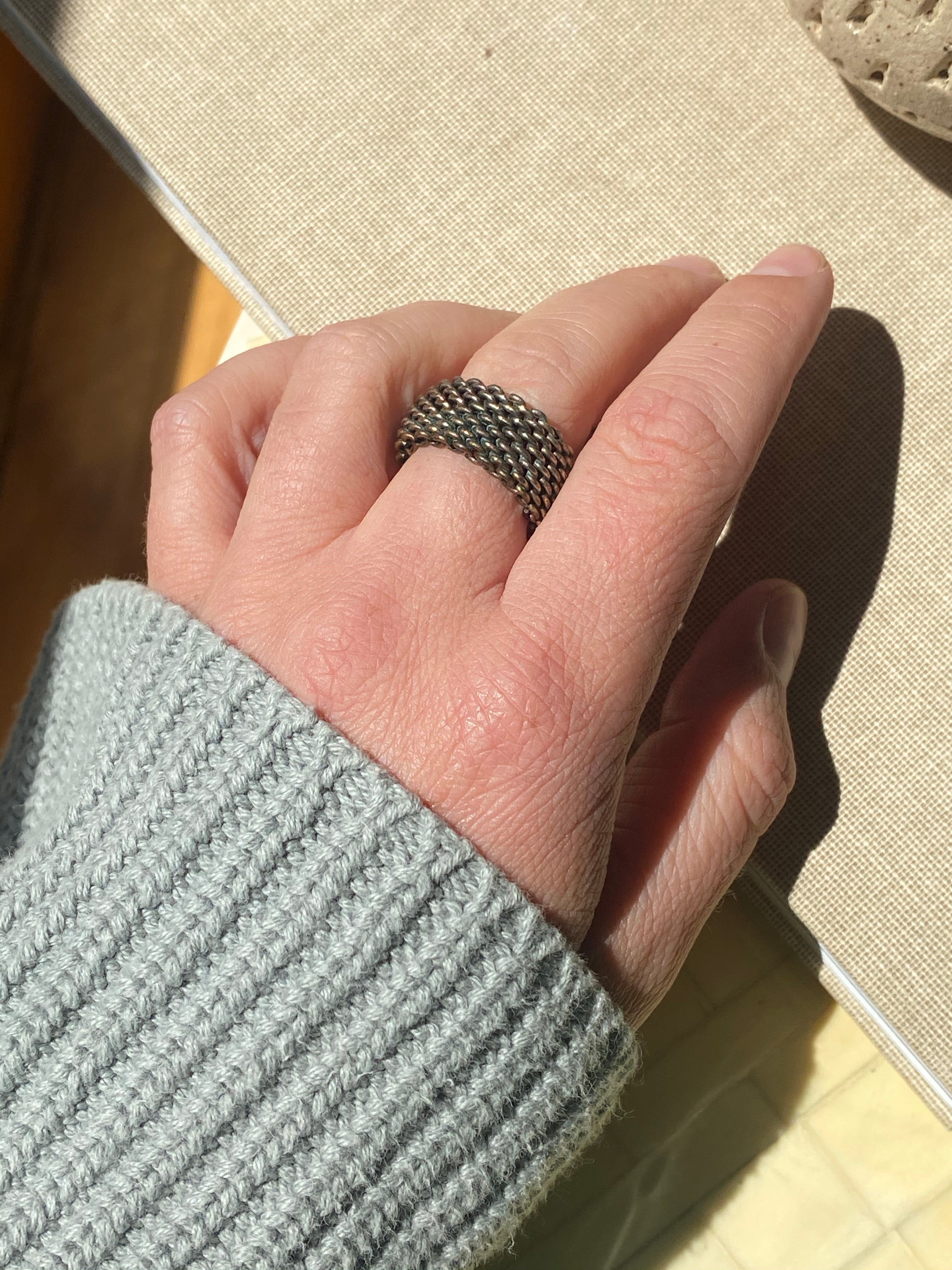 Vintage Tiffany Mesh Silver Ring