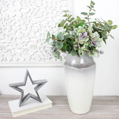 Medium Iris Grey and White Ceramic Vase