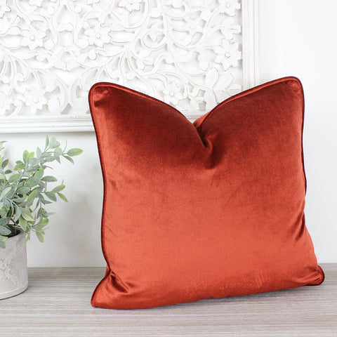 Glamour Spiced Velvet Piped Cushion