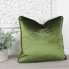 Glamour Sage Velvet Piped Cushion