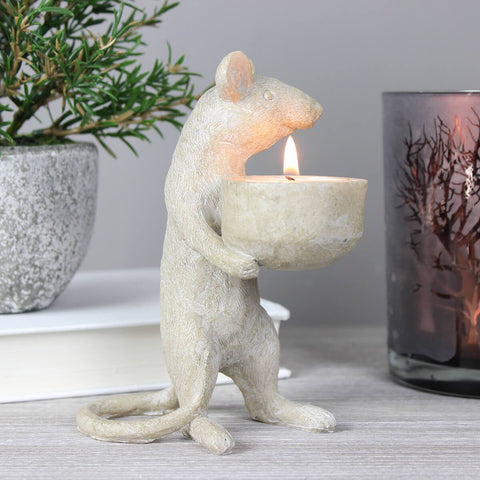 Albert Grey Mouse Tea Light Holder