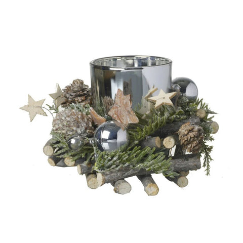 Woodland Silver Tea Light Holder