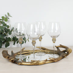 Set of 4 Gold Crystal Wine Glasses