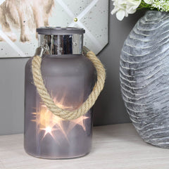 Large Frosted Glass Jar with Rope Detail