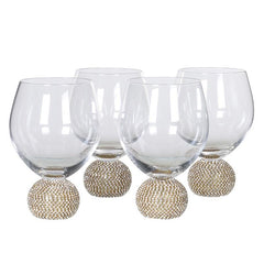 Set of 4 Gold Diamante Dining Glasses