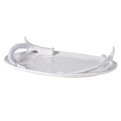 Large White Ceramic Antlers Plate