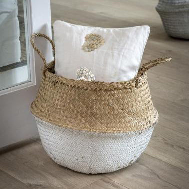 White Dip Seagrass Storage Basket