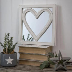 White Square Heart Mirror