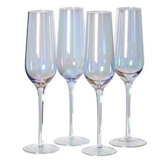 Set of 4 Iridescent Champagne Glass