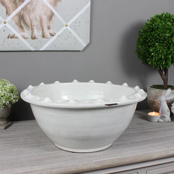 Distressed White Bobble Bowl