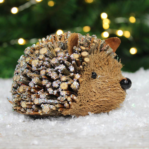 Glittered Twig Hermione Hedgehog Ornament