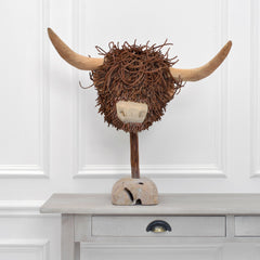 Highland Cow Wooden Sculpture