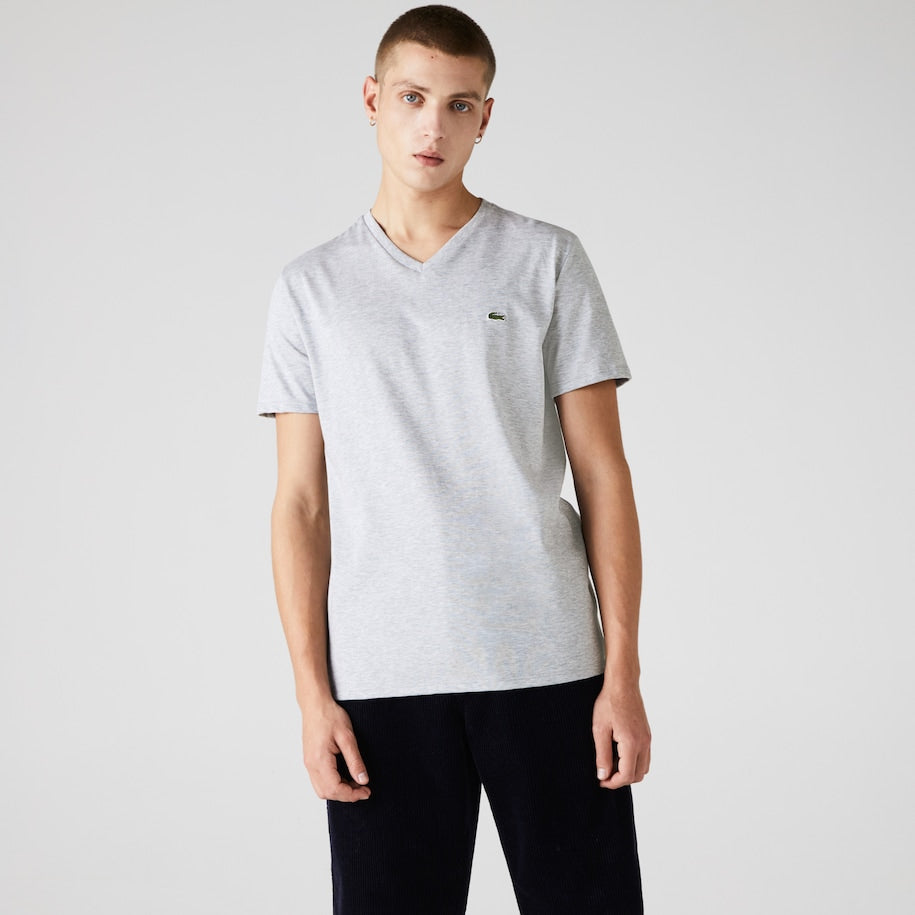 Lacoste White Pima Vneck Tee - White T Shirt Front And Back PNG Image With  Transparent Background