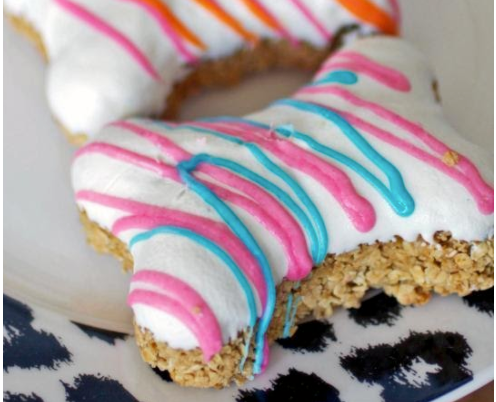 Rainbow-Frosted Dog Biscuits