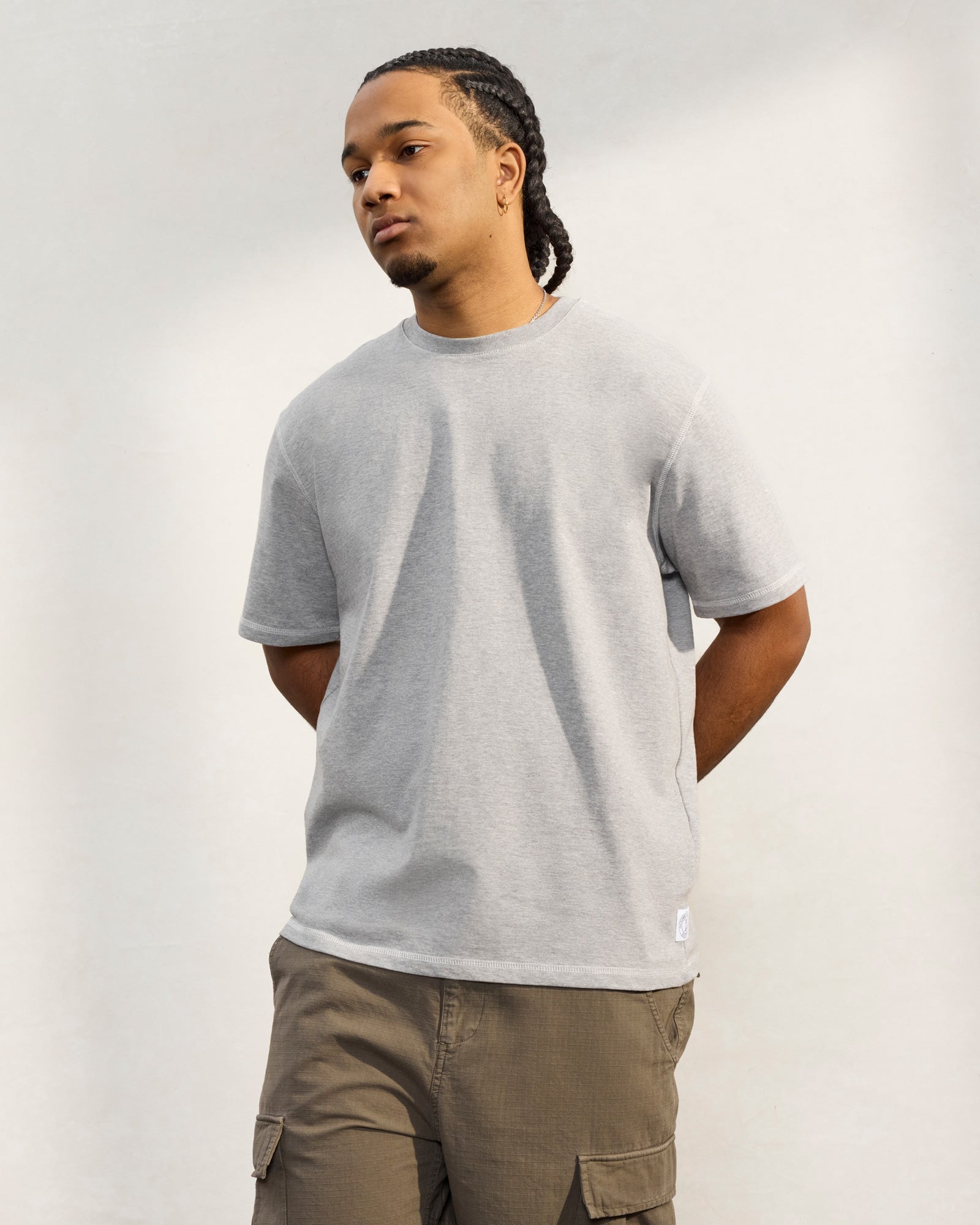 Contrast Stitch T-Shirt - Heather Grey