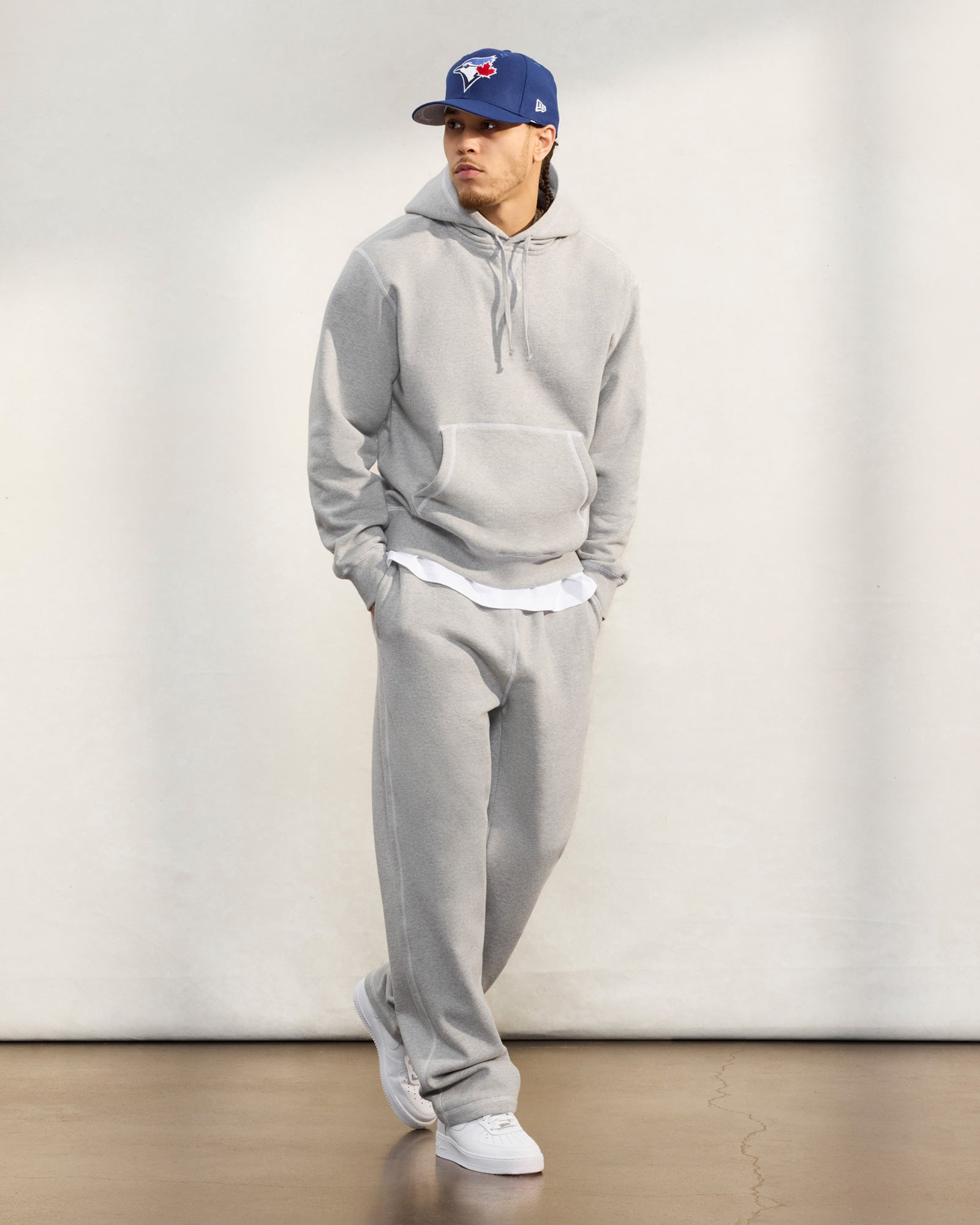 Contrast Stitch Hoodie - Heather Grey