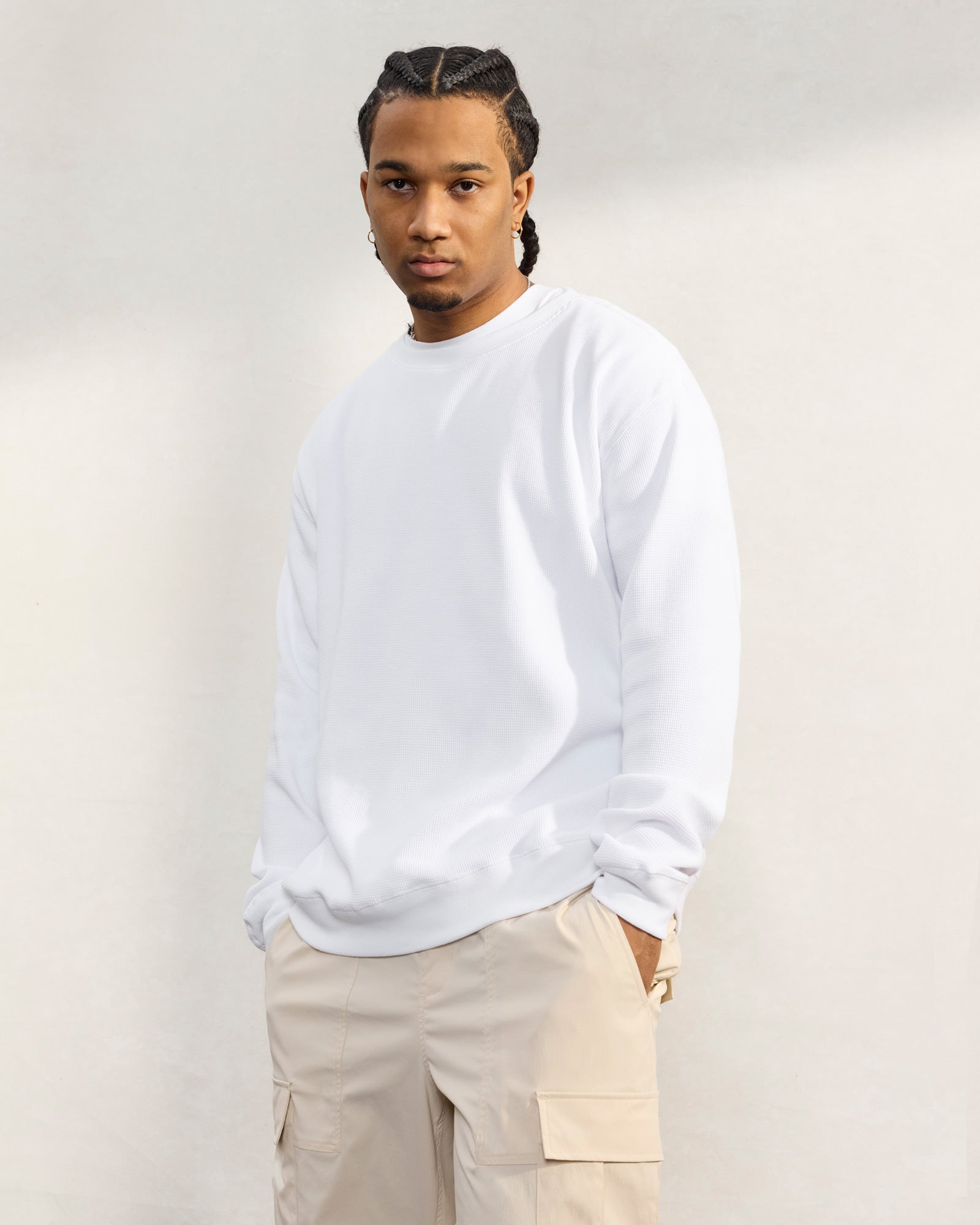 Longsleeve Waffle T-Shirt - White