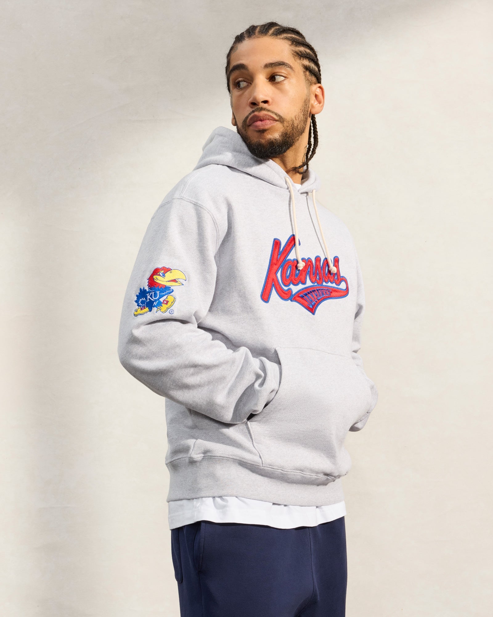 Kansas Jayhawks Hoodie - Ash Heather Grey