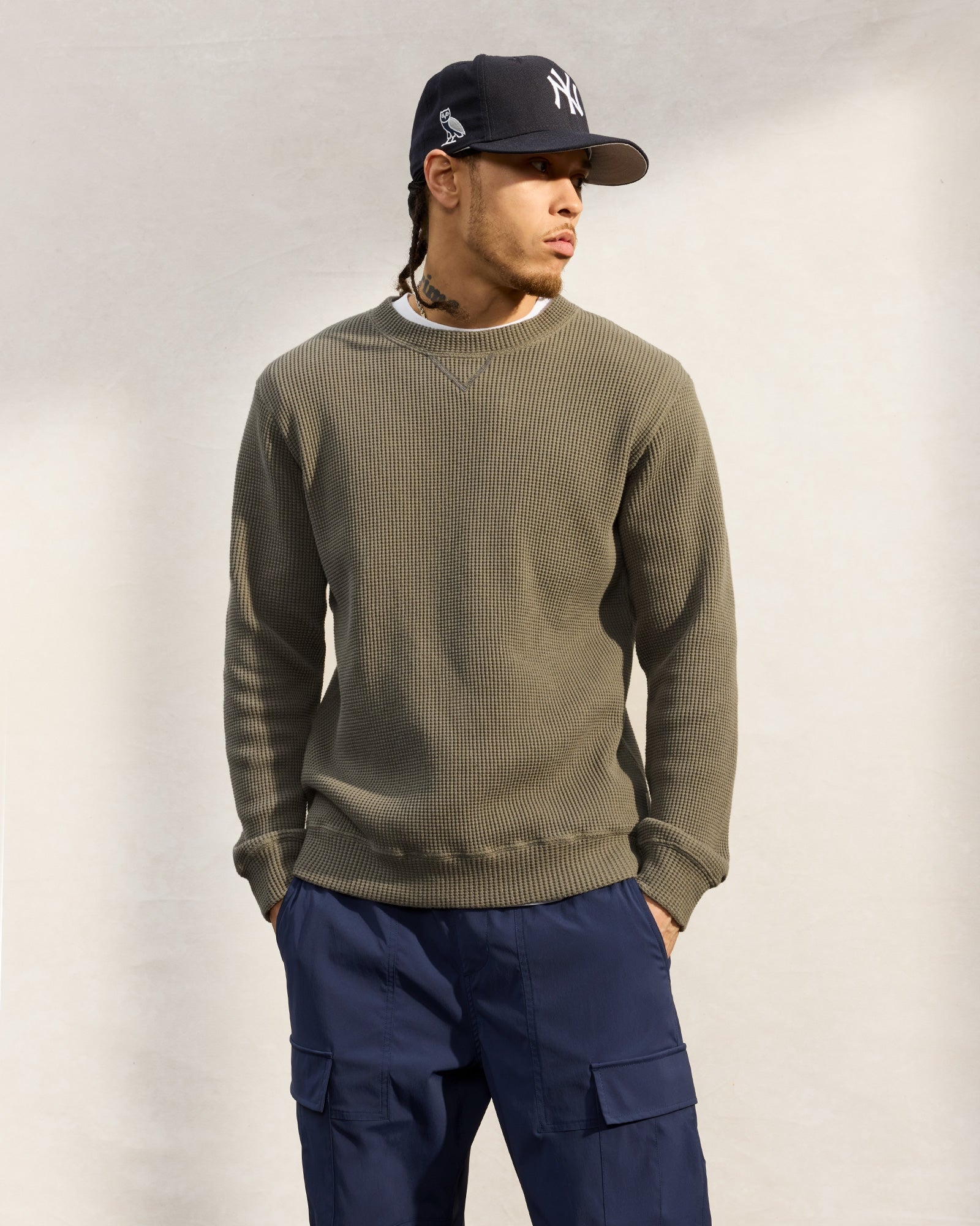 Waffle Longsleeve T-Shirt - Olive