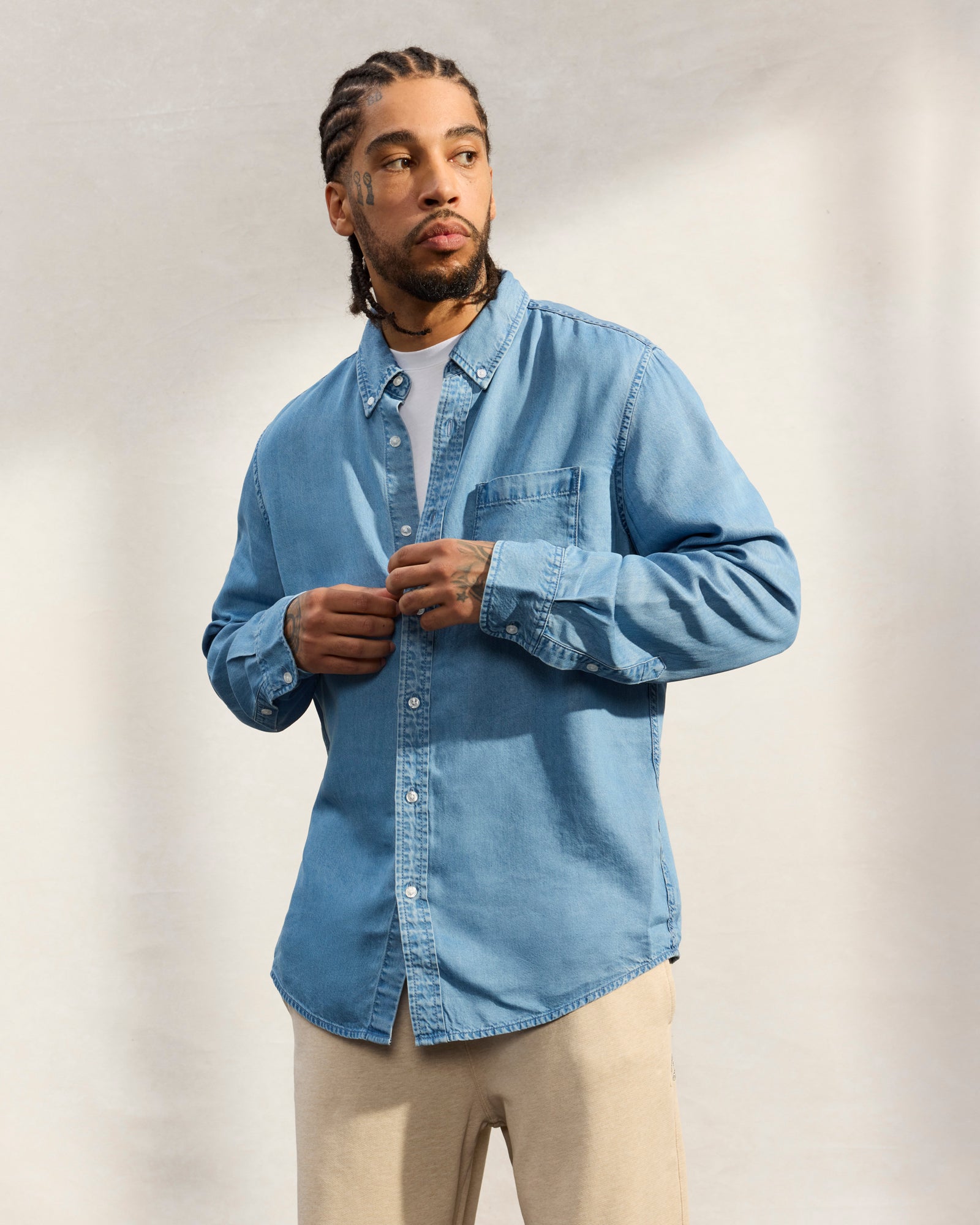 Denim Effect Shirt - Light Blue