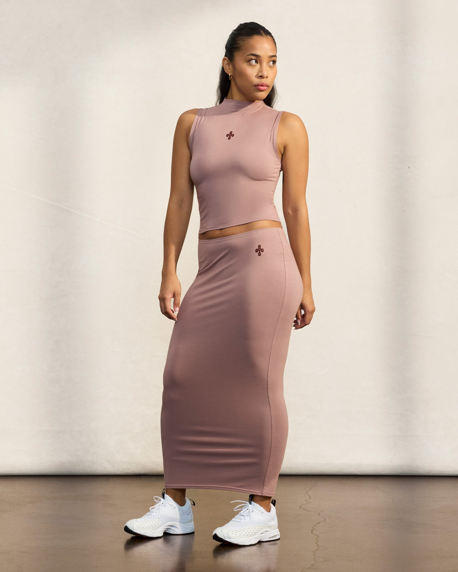 Mock Neck Tank Top - Mauve