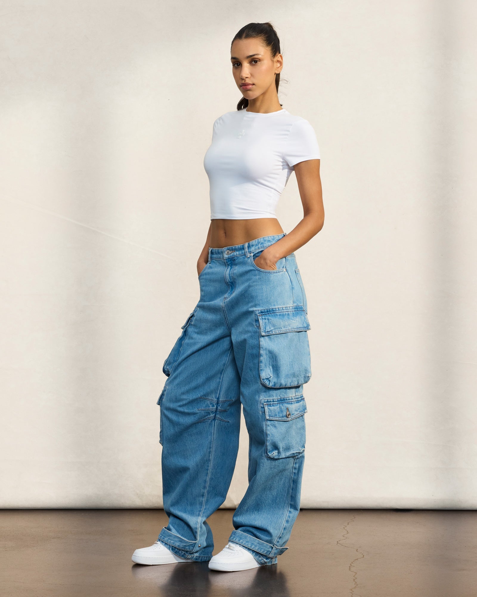 Denim Cargo Pant - Light Blue