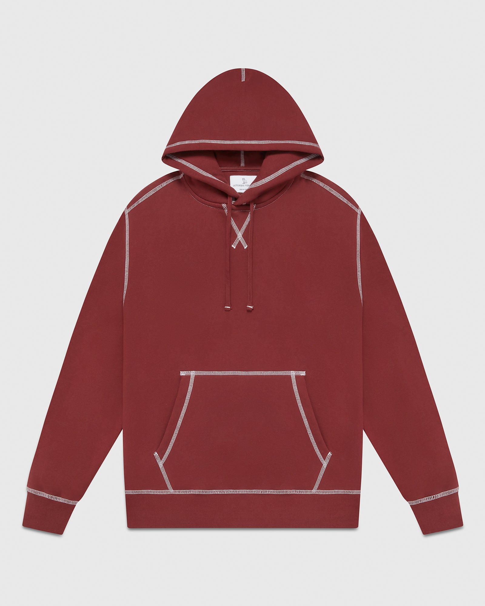 Contrast Stitch Hoodie - Burgundy