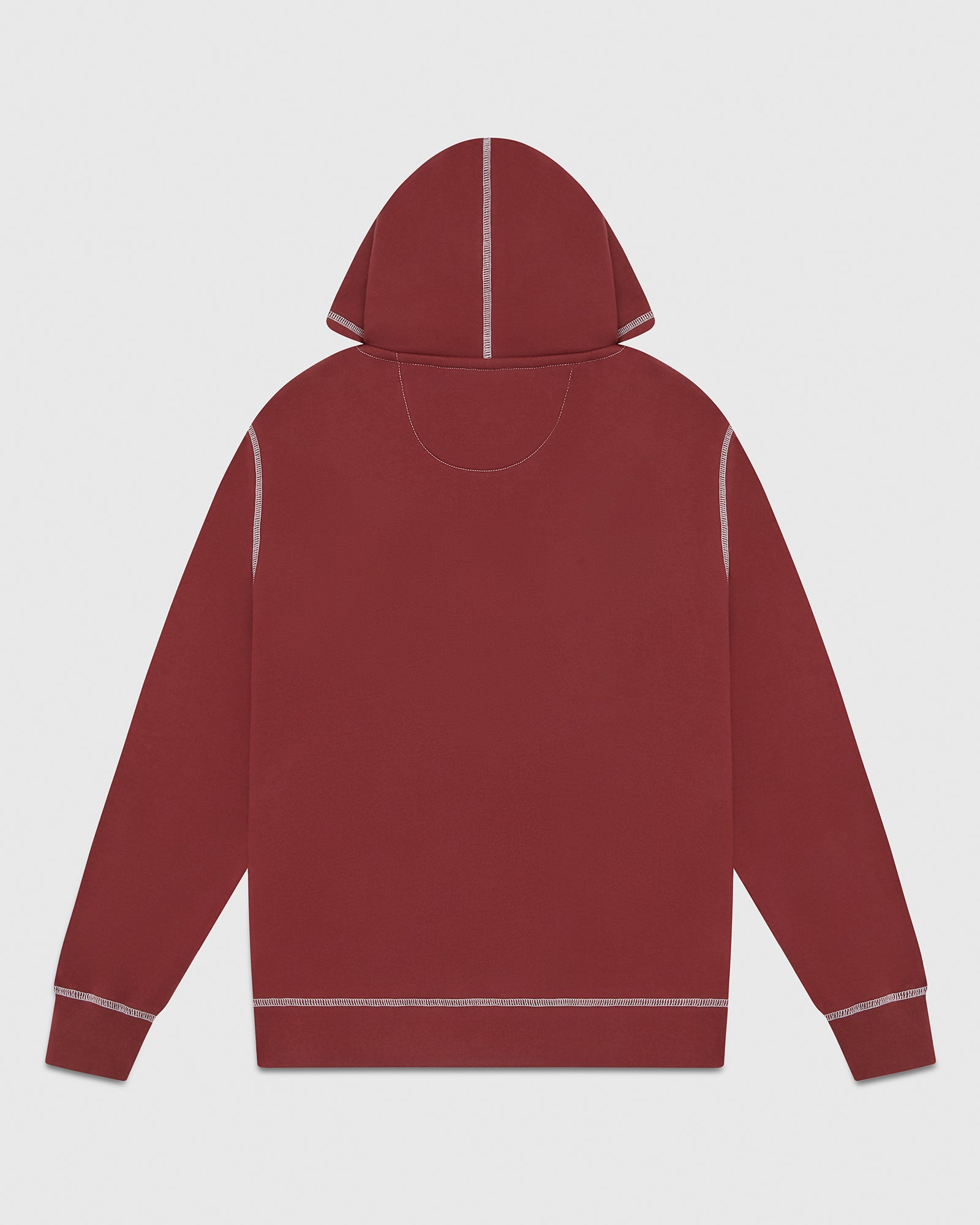 Contrast Stitch Hoodie - Burgundy