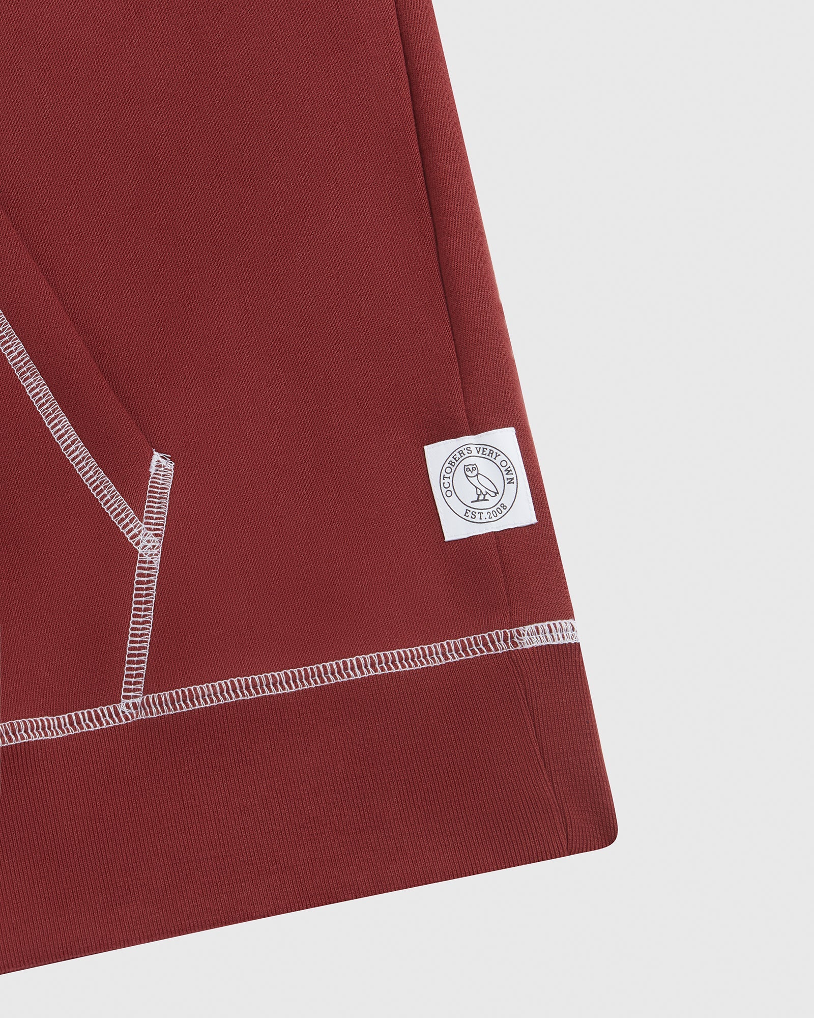 Contrast Stitch Hoodie - Burgundy