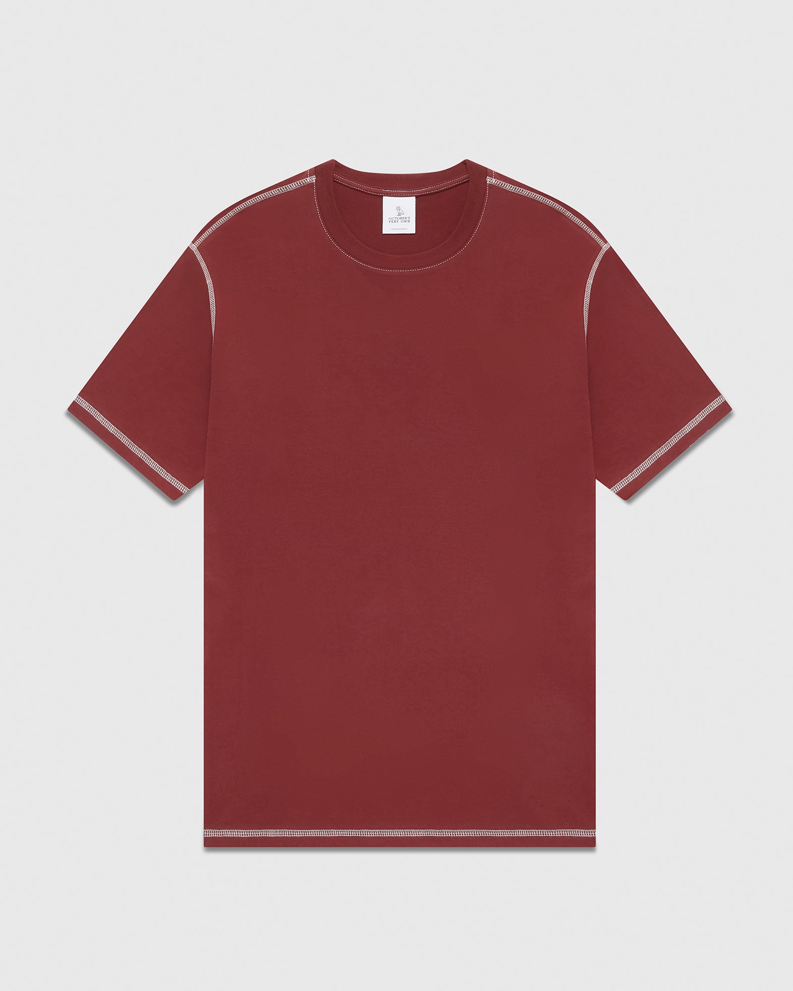 Contrast Stitch T-Shirt - Burgundy