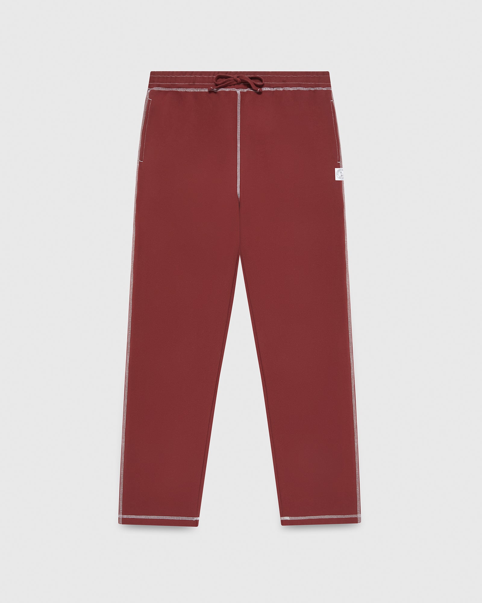 Contrast Stitch Open Hem Sweatpant - Burgundy