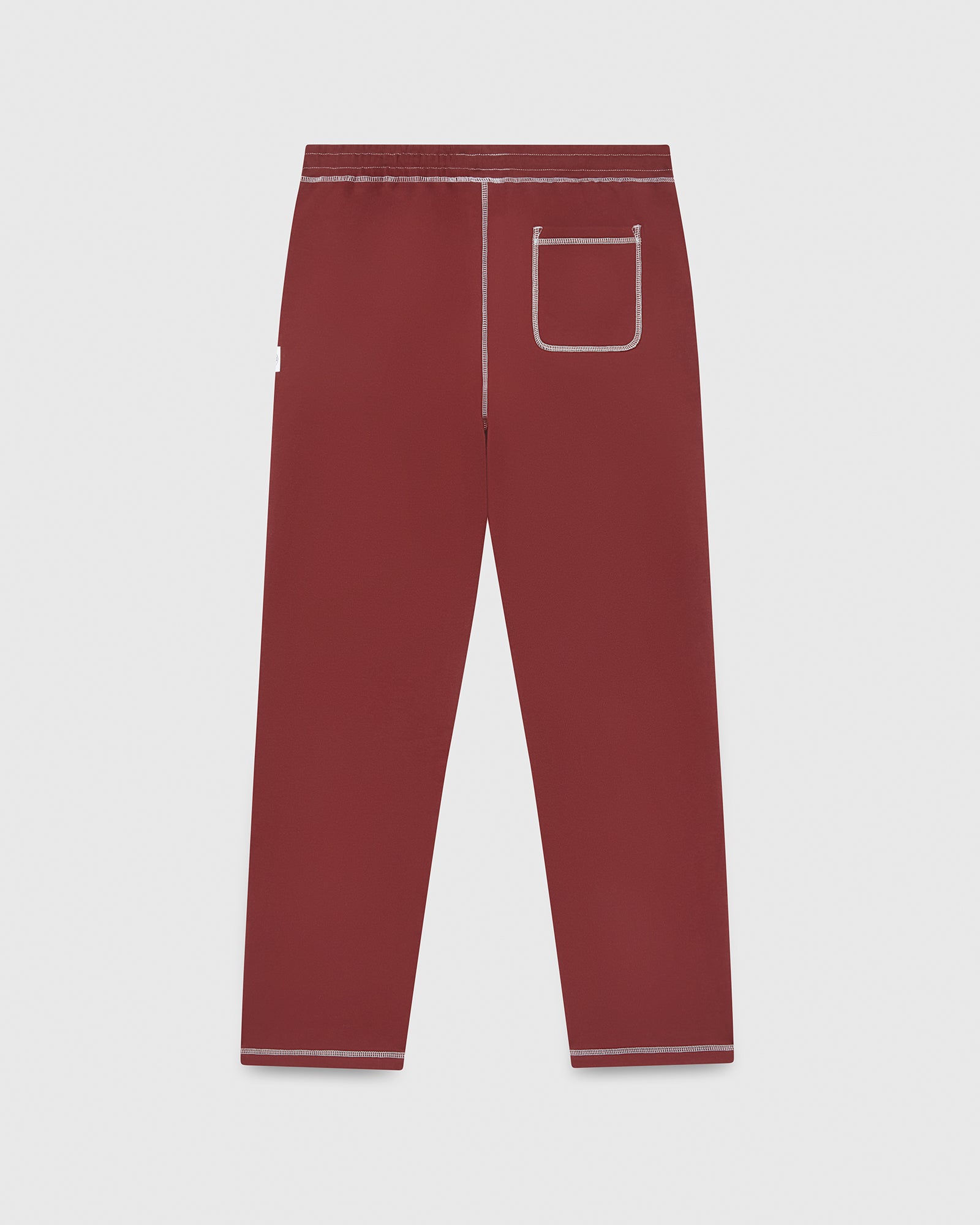 Contrast Stitch Open Hem Sweatpant - Burgundy