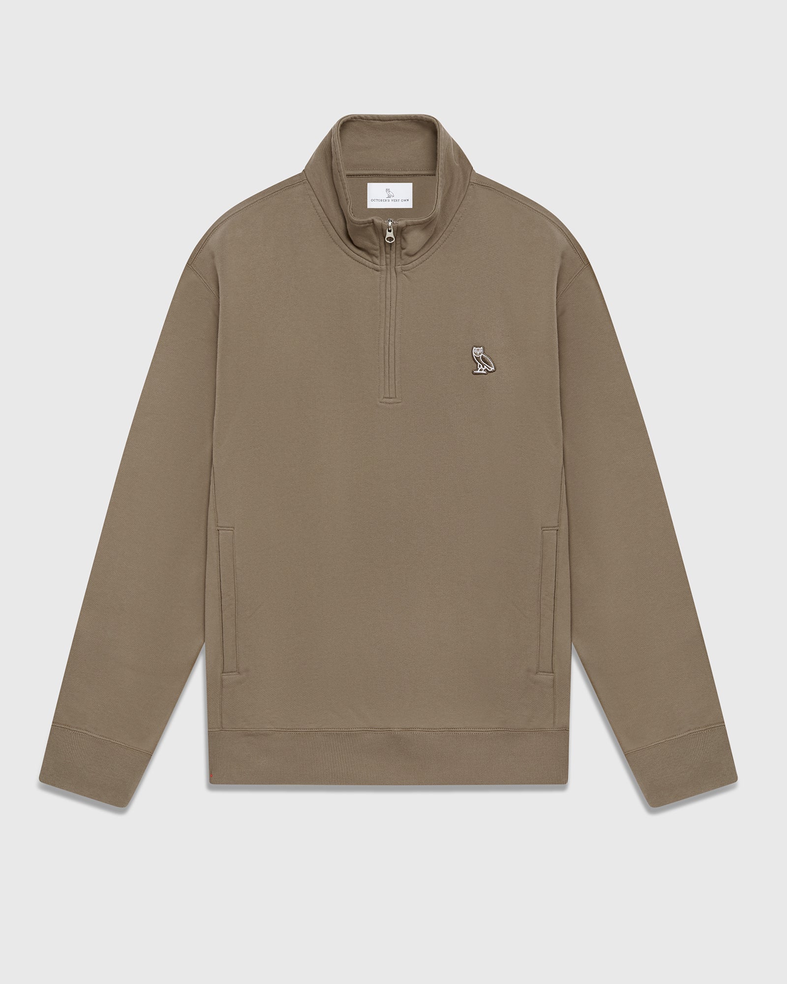 Classic Quarter Zip Mockneck Sweatshirt - Taupe