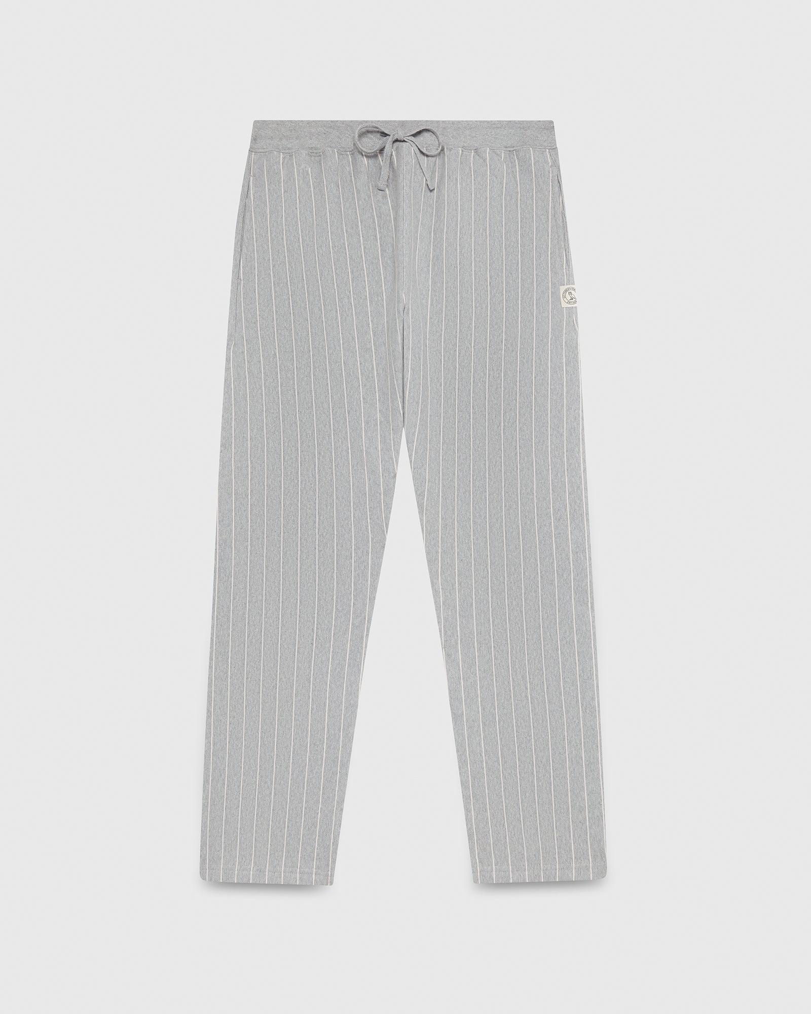 Pinstripe Open Hem Sweatpant - Heather Grey / Cream