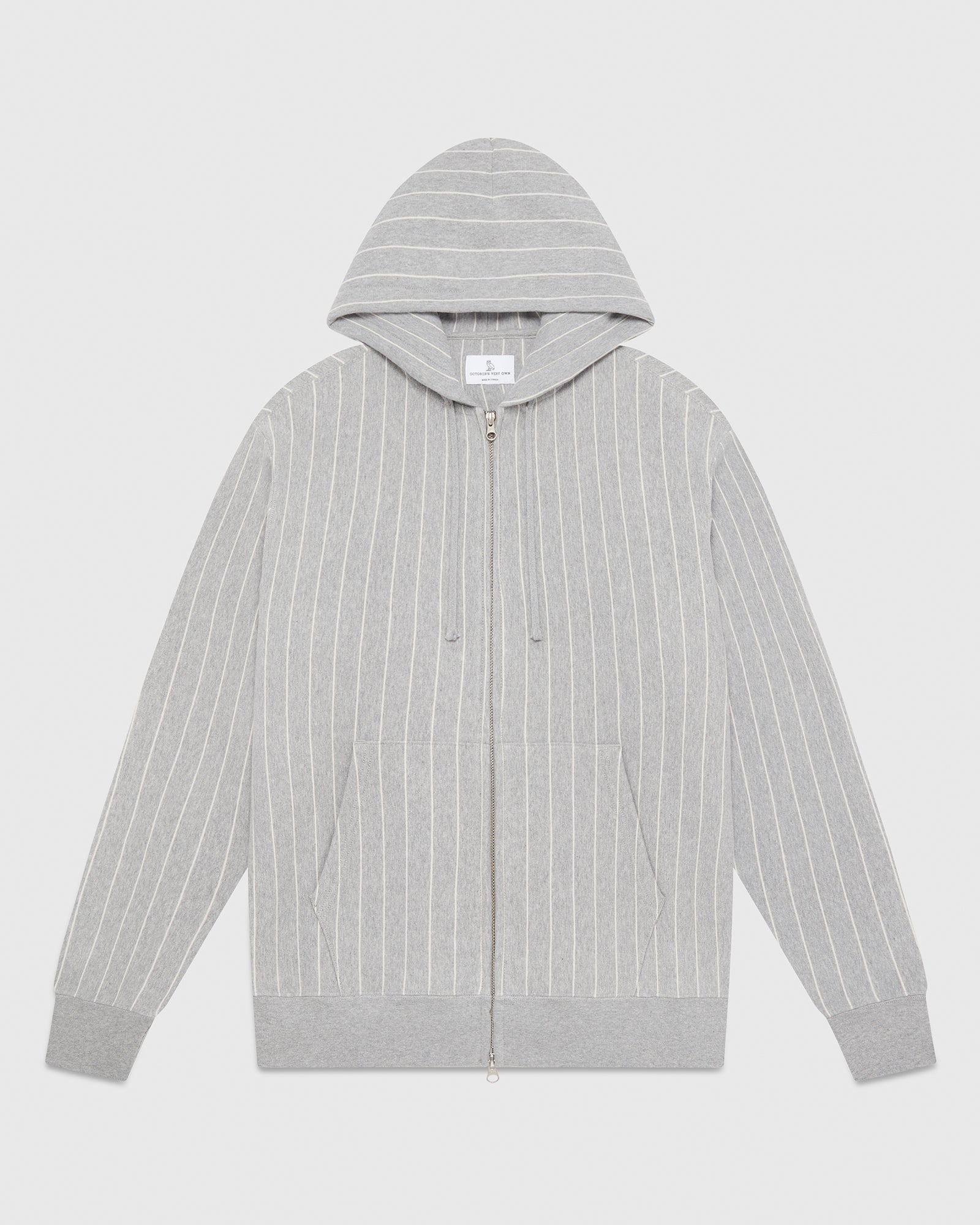 Pinstripe Full-Zip Hoodie - Heather Grey / Cream