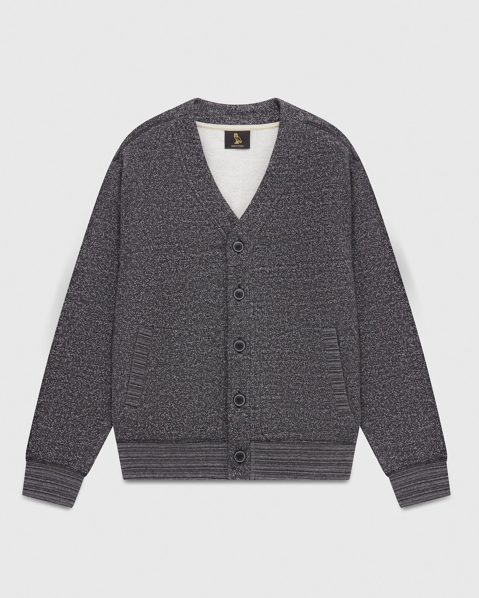 Speckle Fleece Cardigan - Black