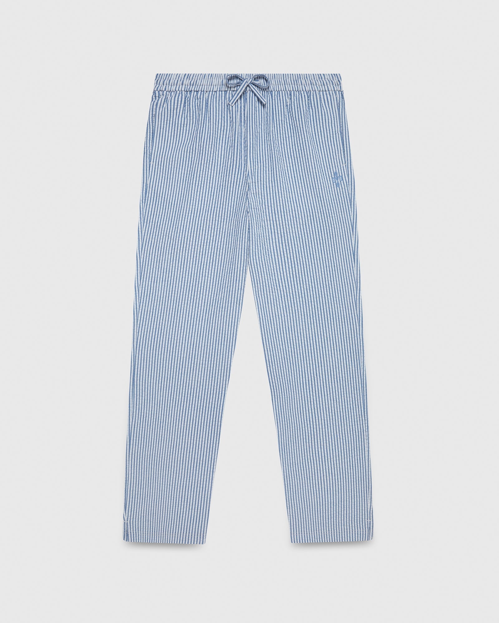 Pom Pom Seersucker Pant - Light Blue