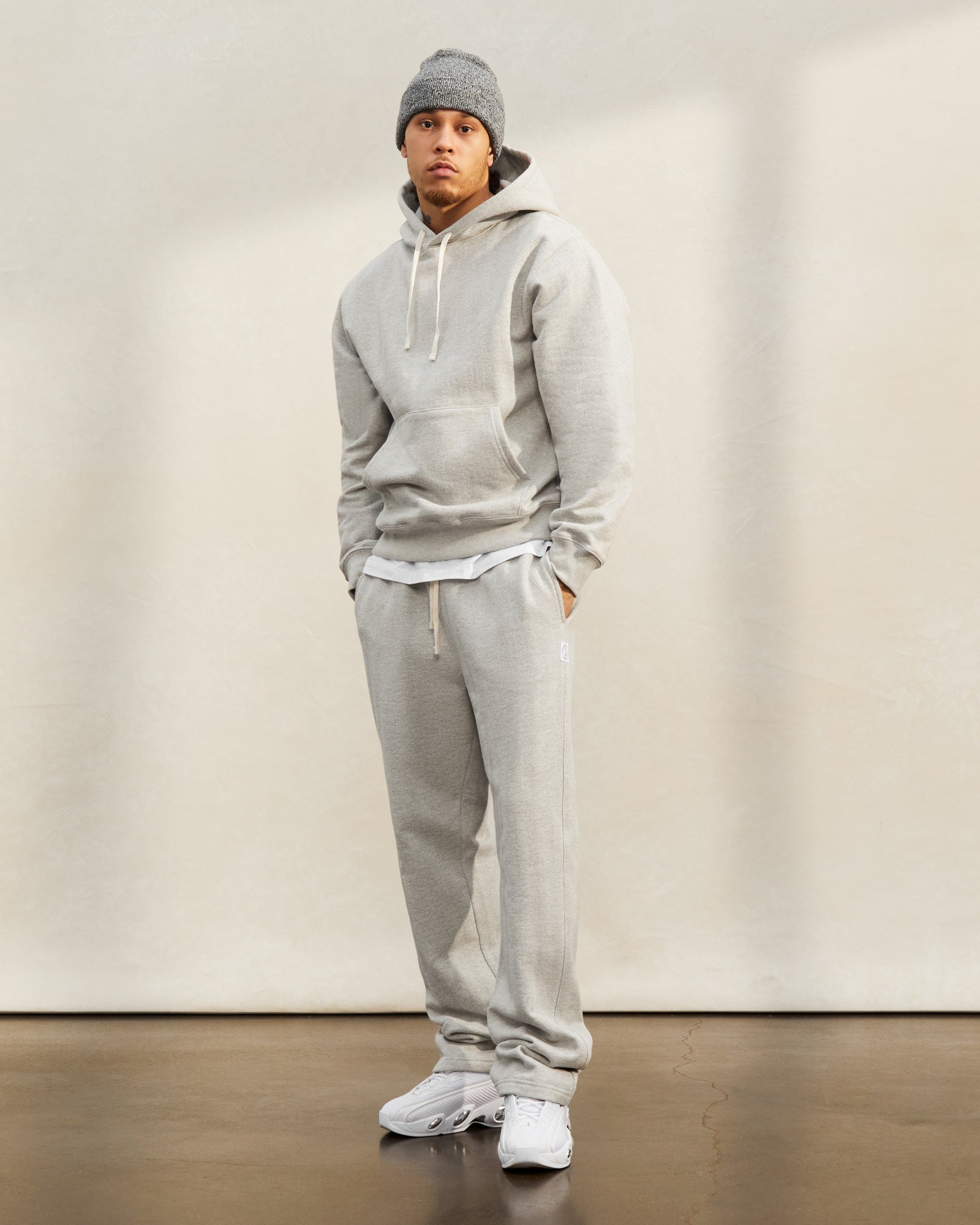 Herringbone Hoodie - Heather Grey