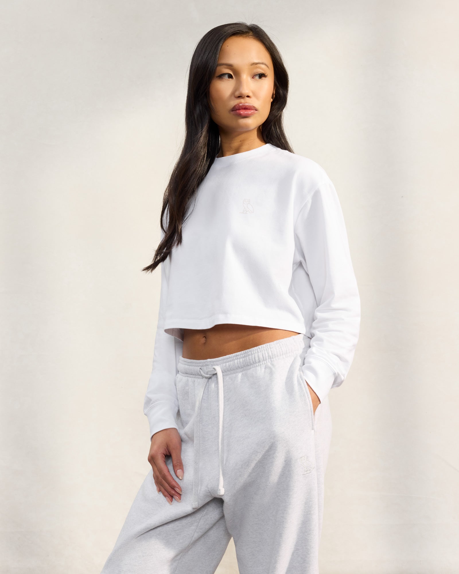 Cropped Longsleeve T-Shirt - White